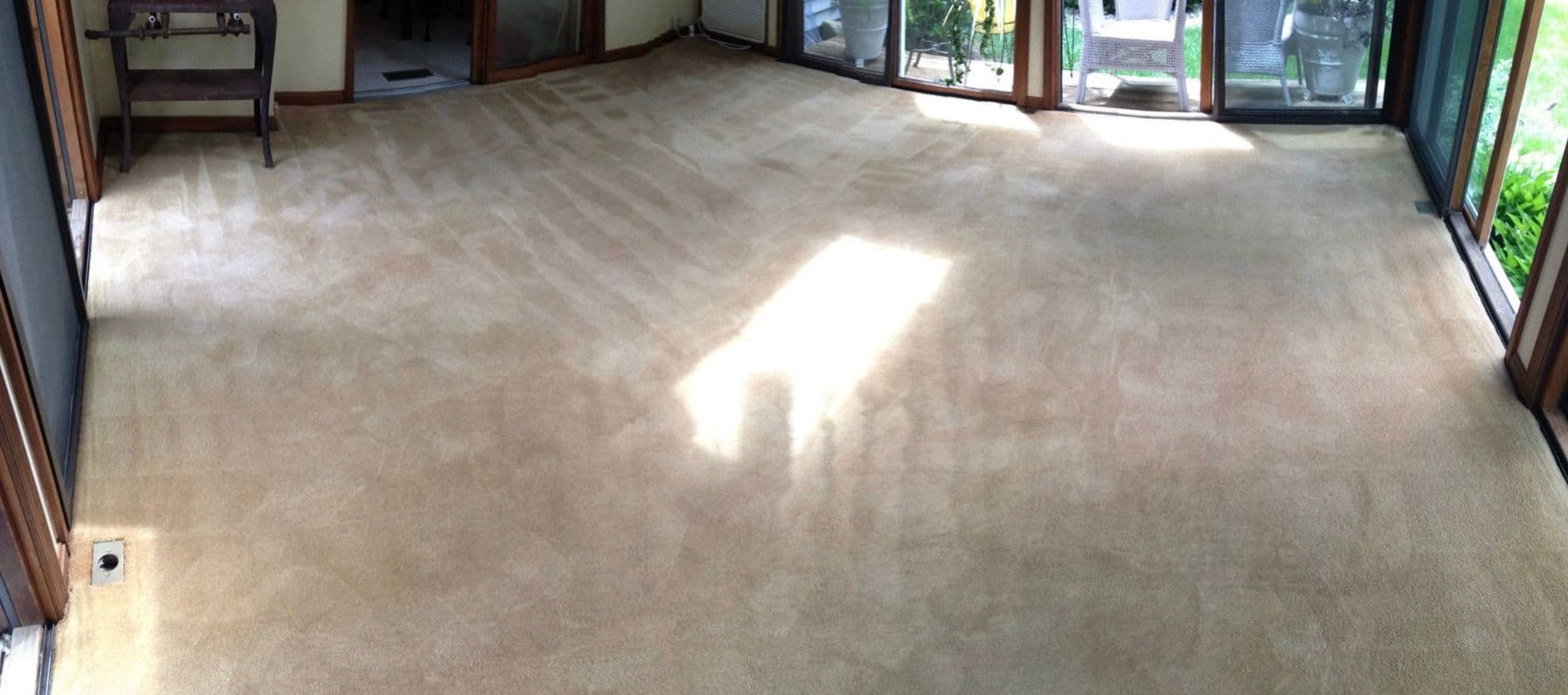 Conservatory carpet after professional colour restoration