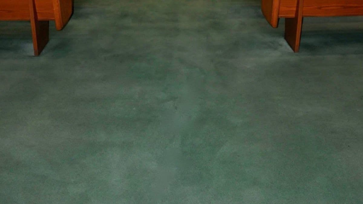 Church aisle carpet after professional colour restoration